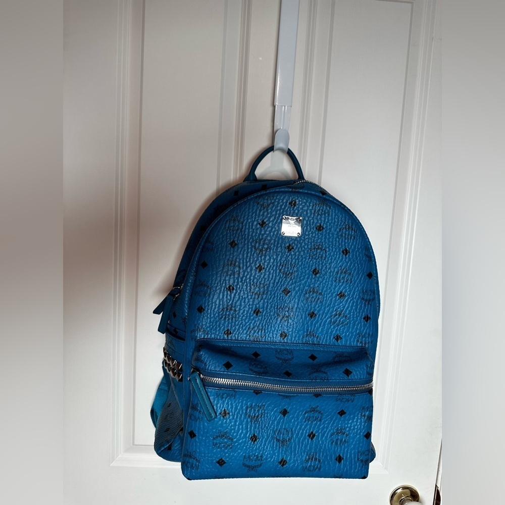 MCM blue Leather Backpack with studs brand new with tag - Picture 15 of 16